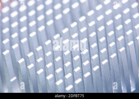 Cooling fins of aluminium heat sink close-up Stock Photo