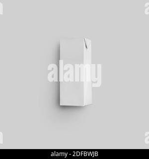 Template of long rectangular packing for juice on an isolated background. Mockup of blank white cardboard pack for design presentation. Stock Photo