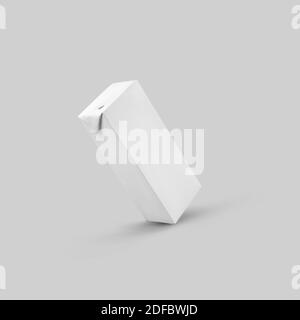 Template of a rectangular cardboard pack for juice and milk on a white isolated background. Mockup of a clean empty beverage container for design pres Stock Photo