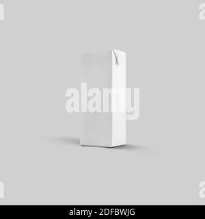 Mockup of long rectangular cardboard packaging for juice and milk on an isolated background. White blank container template for design presentation. P Stock Photo