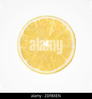 Fruit citrus composition. Healthy yellow half an  lemon isolat on white studio background. Stock Photo