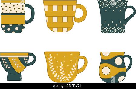 Set of cups. Isolated vector illustration. Flat style Stock Vector