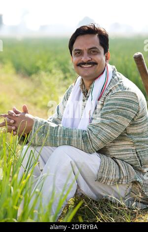 Happy Indian farmer in agricultural field outdoor Stock Photo - Alamy