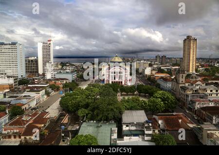 Brazil, with Manaus theater, Amazonia, panorama over Manaus Stock Photo