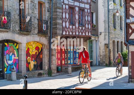 France, Morbihan, Josselin, historical centre, half-timbered house Stock Photo