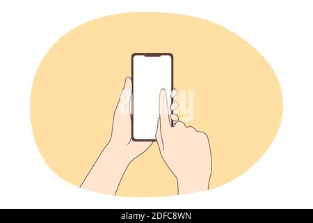 Online communication and using smartphone concept Stock Vector