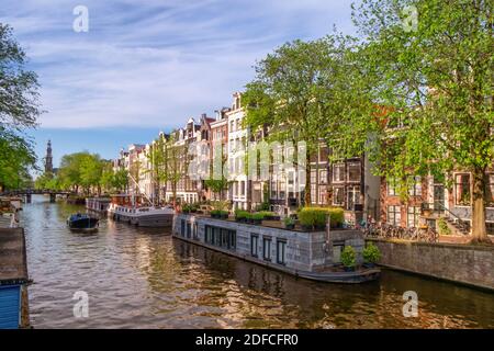 Typical buildings and canal in Amsterdam, Netherlands Stock Photo