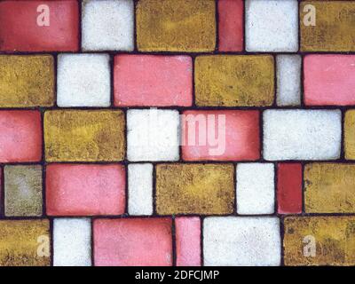 Background colorful mosaic tiles. Stone tiled floor Stock Photo