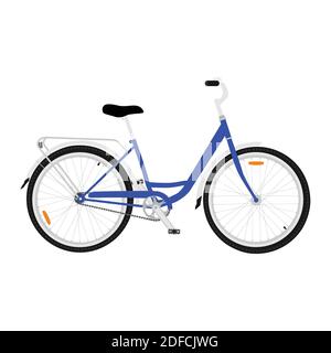 Blue mountainbike bicycle with thick offroad tyres. Cycling sport transport concept isolated on white background. Vector Stock Vector