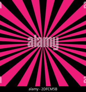 Vector illustration pink psychedelic spiral with radial rays, comic effect, vortex background. Hypnotic spiral Stock Vector