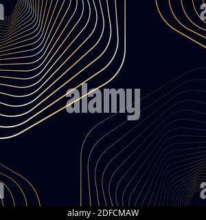 golden luxury geometric waves dark blue background Stock Vector