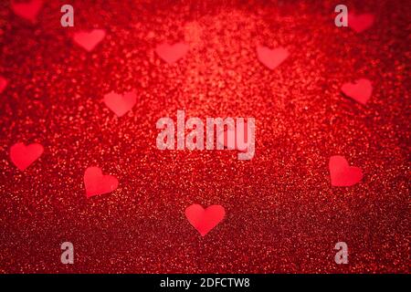Pink and red shiny little hearts. Valentine's Day Background. Love concept  Stock Photo - Alamy