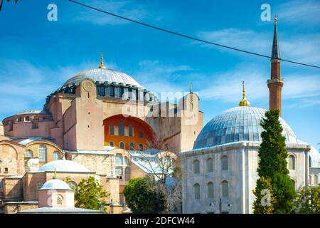 Istanbul, Turkey - September 2020: Hagia Sophia or Ayasofya is the former Greek Orthodox Christian patriarchal cathedral, later an Ottoman imperial mo Stock Photo