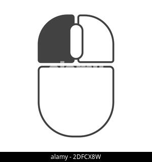 Computer mouse left button click outline icon. Active button left click demonstration isolated illustration Stock Vector