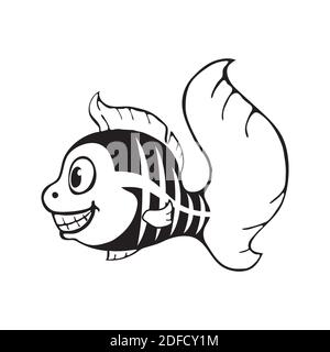 Cute fish skeleton. Halloween template for print, pattern. Stock Vector