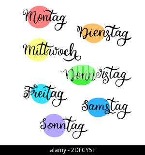 Lettering in spanish, days of the week - Monday, Tuesday, Wednesday,  Thursday, Friday, Saturday, Sunday. Handwritten words for calendar, weekly  plan o Stock Vector Image & Art - Alamy