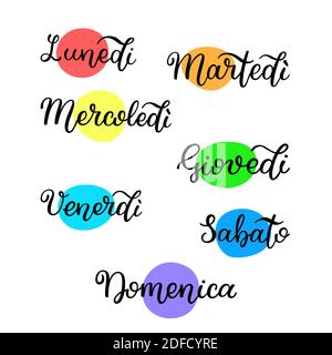 Lettering in spanish, days of the week - Monday, Tuesday, Wednesday,  Thursday, Friday, Saturday, Sunday. Handwritten words for calendar, weekly  plan o Stock Vector Image & Art - Alamy