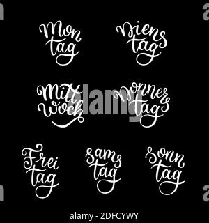 Lettering days of the week - Monday, Tuesday, Wednesday, Thursday, Friday,  Saturday, Sunday. Handwritten words for calendar, weekly plan organizer  Stock Vector Image & Art - Alamy