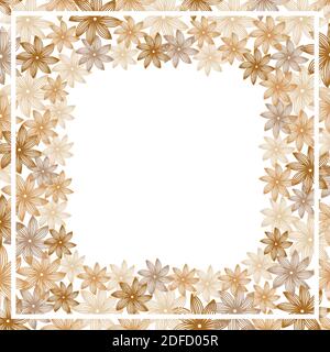 Flower vector frame. Ocher flowers. Pattern for opening, poster. Elements design Stock Vector