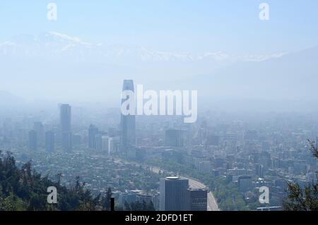 View over Santiago from Cerro san cristobal, Chile Stock Photo