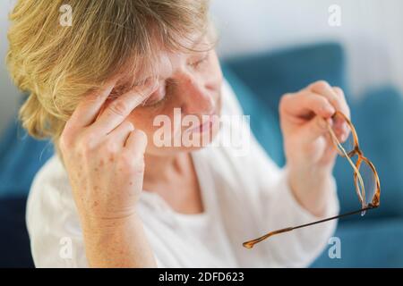 Woman suffering from headache. Stock Photo