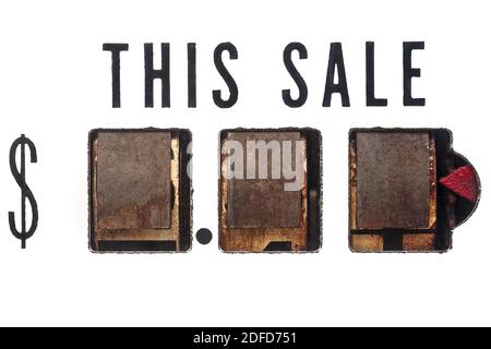 Detail of an old cash register isolated on a white background Stock Photo