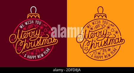 Christmas background with doodle ball, Handwritten Lettering MERRY ...