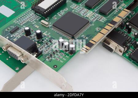 Graphic cards for personal computer. Isolated on the white background. Stock Photo