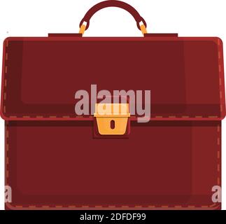 Leather briefcase icon. Cartoon of leather briefcase vector icon for web design isolated on white background Stock Vector