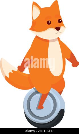 Fox gyroscooter icon. Cartoon of fox gyroscooter vector icon for web design isolated on white background Stock Vector