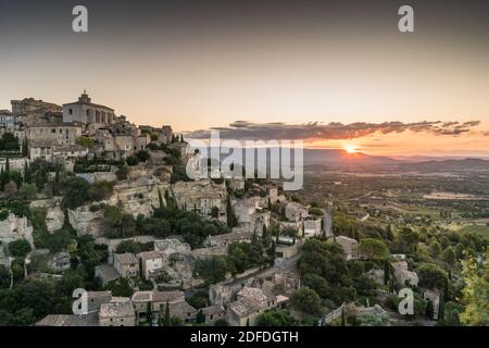 Aerial view of the Gordes, Provence, France, Europe. Stock Photo