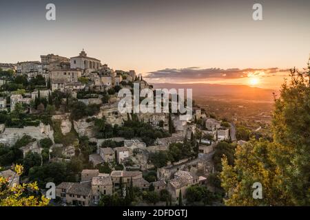 Aerial view of the Gordes, Provence, France, Europe. Stock Photo