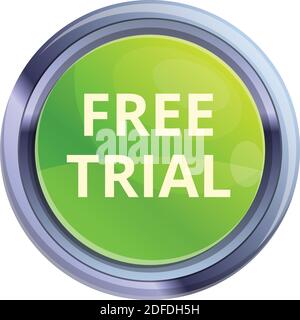 Free trial circle button icon. Cartoon of free trial circle button vector icon for web design isolated on white background Stock Vector