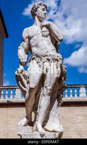 Italy Marche Macerata - Palazzo Bonaccorsi - Civic Museum - external - architectures Statuas Stock Photo