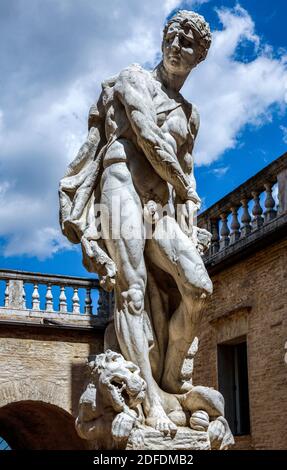 Italy Marche Macerata - Palazzo Bonaccorsi - Civic Museum - external - architectures Statuas Stock Photo