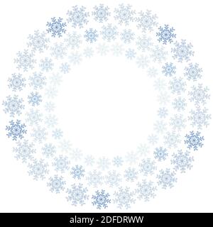 Snowflakes vector. Winter round frame template. New Year and Christmas. Design element Stock Vector