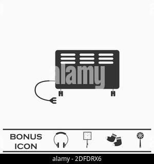 Electric heater icon flat. Black pictogram on white background. Vector illustration symbol and bonus button Stock Vector