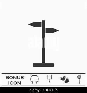 Signpost icon flat. Black pictogram on white background. Vector illustration symbol and bonus button Stock Vector