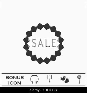 Sale badge or sticker icon flat. Black pictogram on white background. Vector illustration symbol and bonus button Stock Vector