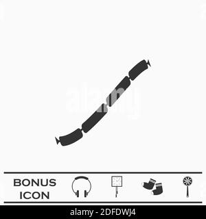 Pork sausage chain icon flat. Black pictogram on white background. Vector illustration symbol and bonus button Stock Vector