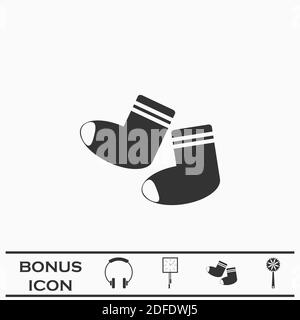 Socks icon flat. Black pictogram on white background. Vector illustration symbol and bonus button Stock Vector