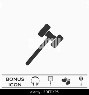 Mallet icon flat. Black pictogram on white background. Vector illustration symbol and bonus button Stock Vector