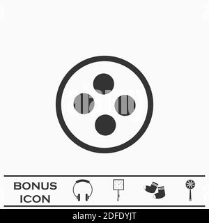 Clothing buttons sewing item icon flat. Black pictogram on white background. Vector illustration symbol and bonus button Stock Vector