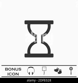 Hourglass icon flat. Black pictogram on white background. Vector illustration symbol and bonus button Stock Vector