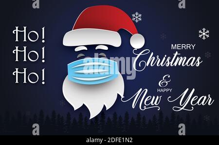 Merry Christmas and Happy New year Masked Santa Stock Photo