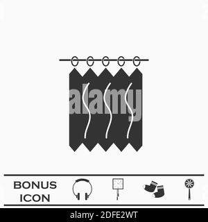 Curtains icon flat. Black pictogram on white background. Vector illustration symbol and bonus button Stock Vector