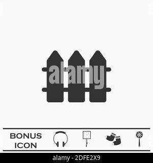 Fence icon flat. Black pictogram on white background. Vector illustration symbol and bonus button Stock Vector