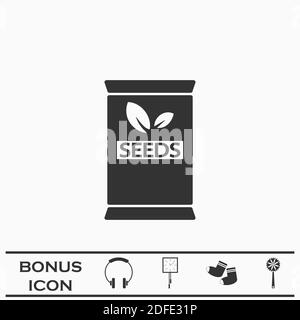 Seed sack icon flat. Black pictogram on white background. Vector illustration symbol and bonus button Stock Vector