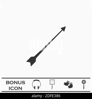 Bow arrow icon flat. Black pictogram on white background. Vector illustration symbol and bonus button Stock Vector