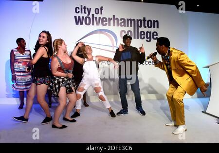 Donchez Dacres the Britains got Talent finalist performing in his home town of Wolverhampton at the City of Wolverhampton College 2018 Stock Photo